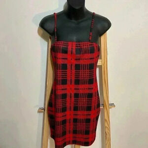 Red plaid body-con dress size small